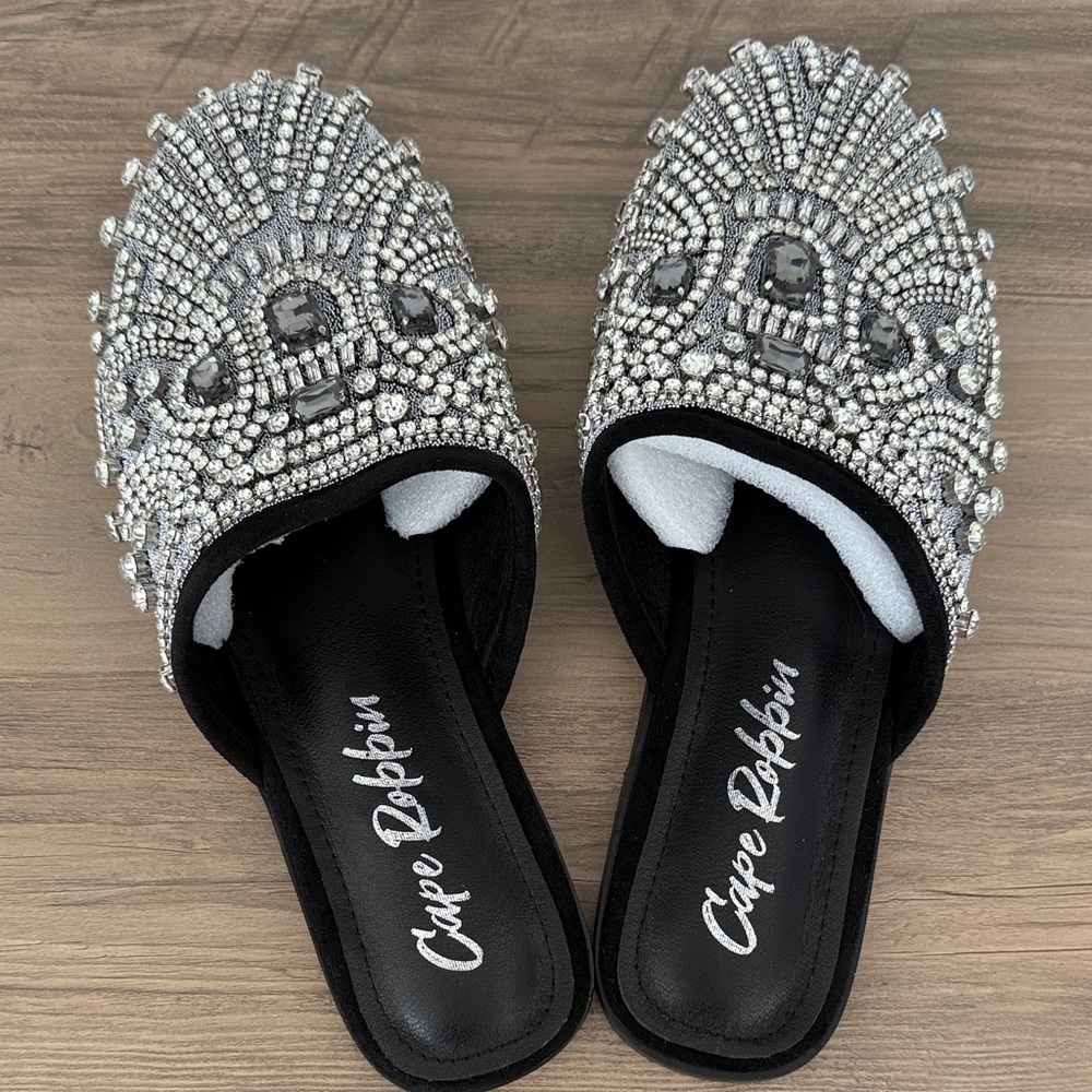 Cape Robbin Silver Rhinestone Mules - Picture 4 of 6